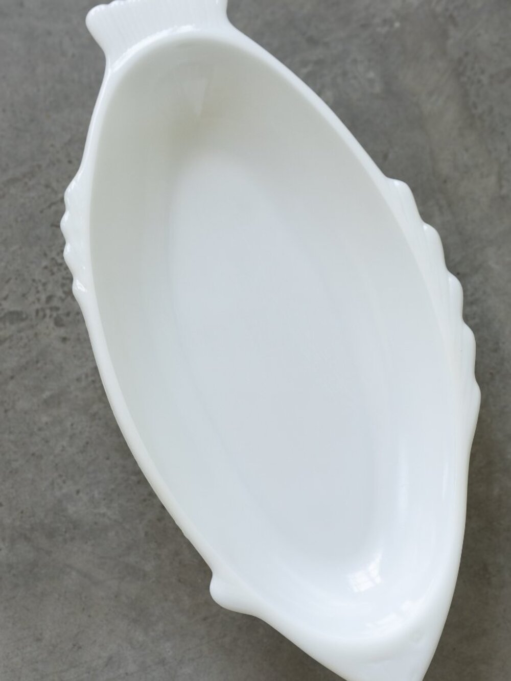 Glasbake USA Milk Glass Fish Platter